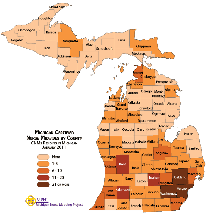 MI CNMs by county map